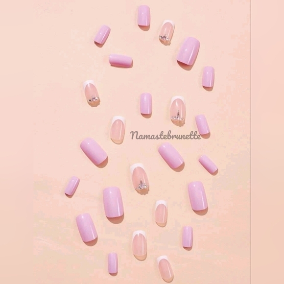 2/$16 Rhinestone Pink Press On Nails - Picture 9 of 13